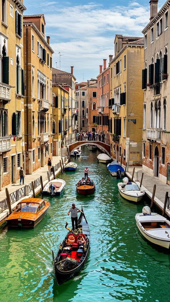 Venedik kanalı ve gondola